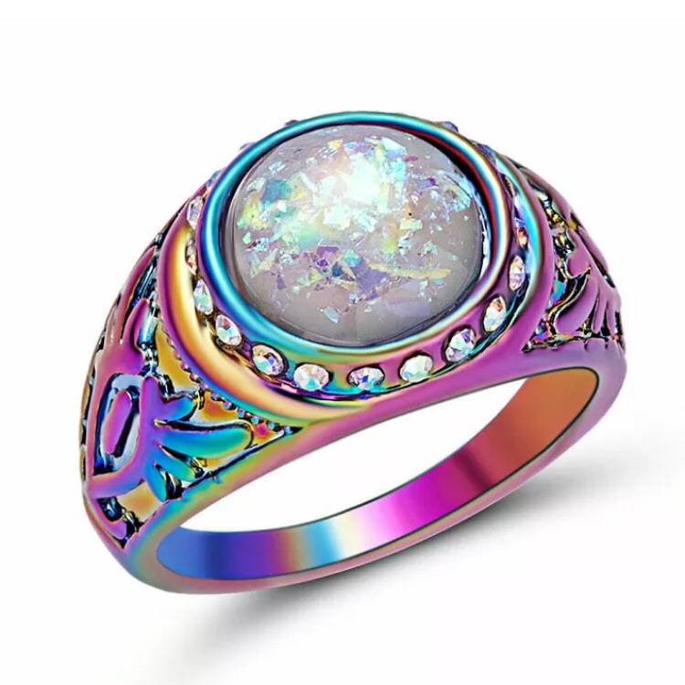 Rainbow Opal Ring